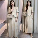 秋服 レディース ファッション オシャレ カワイイ シンプル 大人カワイイ 大きいサイズ Vネック 半袖 トップス 秋 ハイウエスト スカート ツーピース スー...