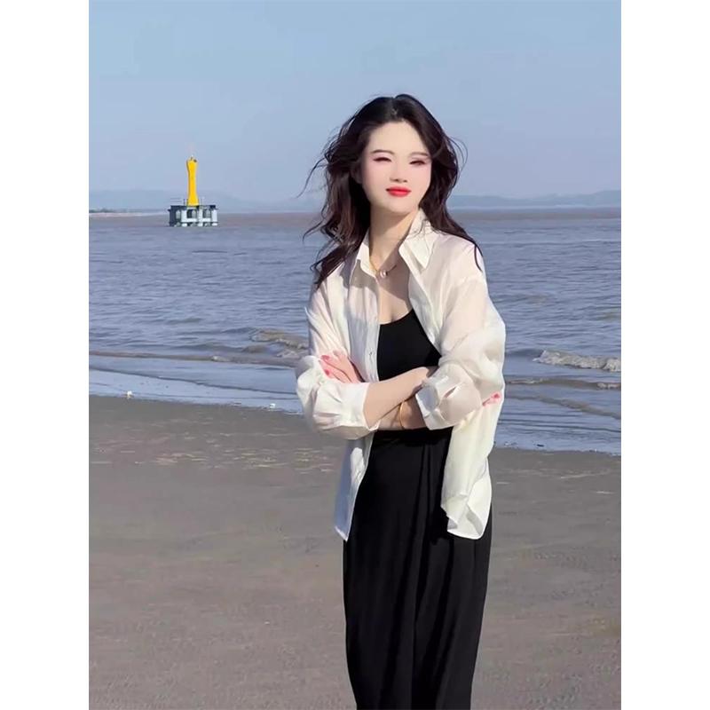 秋服 レディース ファッション オシャレ カワイイ シンプル 大人カワイイ 大きいサイズ 服 白 薄手 日焼け防止 シャツ ワンピース ドレス セット