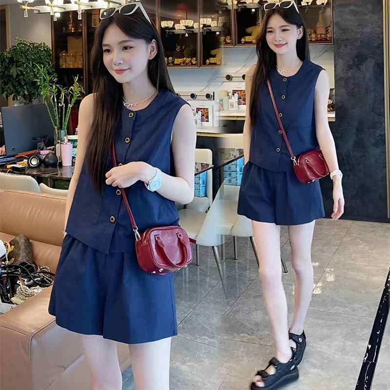 秋服 レディース ファッション オシャレ カワイイ シンプル 大人カワイイ 大きいサイズ スーツ 秋 ハイエンド ノースリーブ トップス パンツ カジュアル ツーピース セット