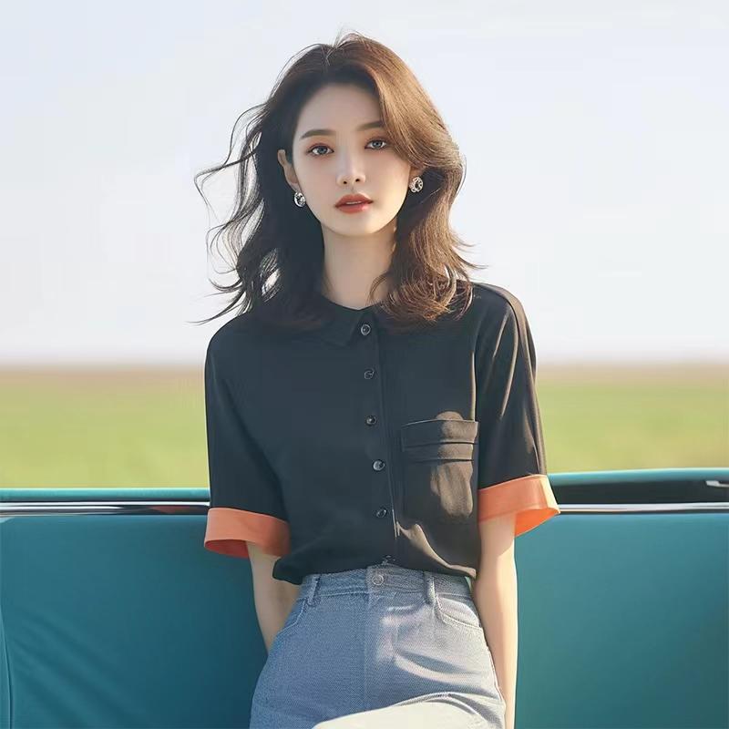 秋服 レディース ファッション オシャレ カワイイ シンプル 大人カワイイ 大きいサイズ トップス 秋 黒 T シャツ(4)