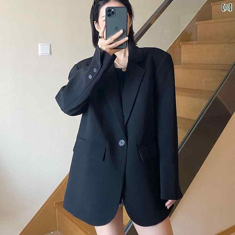 秋服 レディース ファッション オシャレ カワイイ シンプル 大人カワイイ 大きいサイズ ハイエンド グレー スーツ ジャケット 韓国スタイル カジュアル トップス