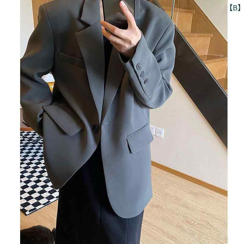 秋服 レディース ファッション オシャレ カワイイ シンプル 大人カワイイ 大きいサイズ ハイエンド グレー スーツ ジャケット 韓国スタイル カジュアル トップス