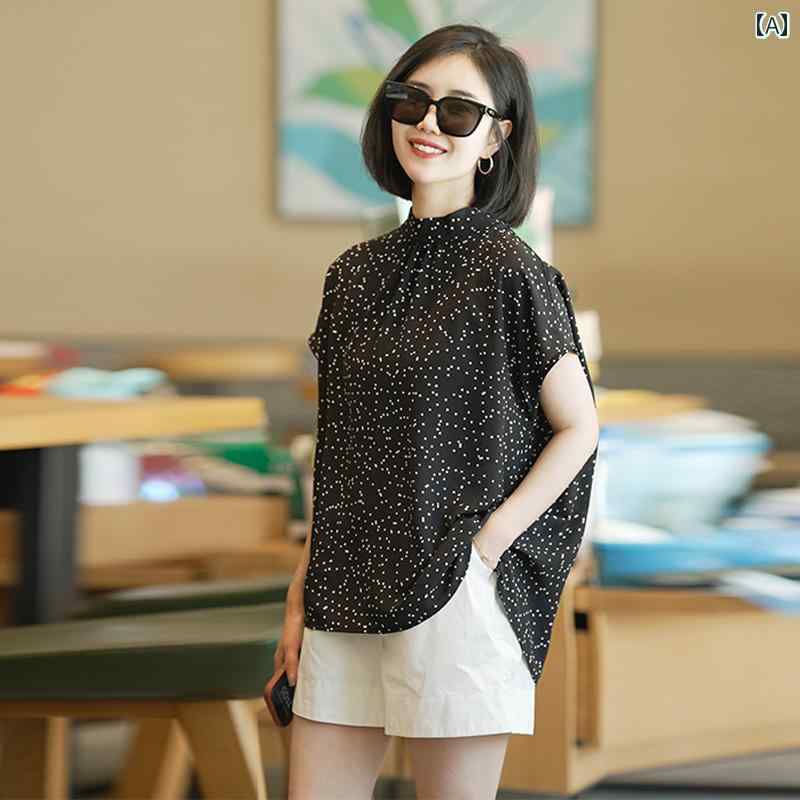 秋服 レディース ファッション オシャレ カワイイ シンプル 大人カワイイ 大きいサイズ 秋 ドット スリム 黒 プリント シャツ