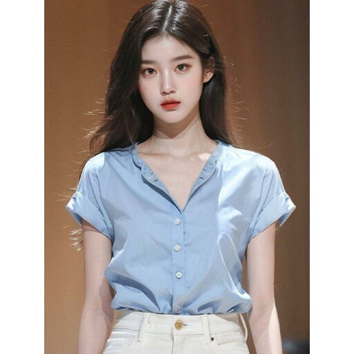 秋服 レディース ファッション オシャレ カワイイ シンプル 大人カワイイ 大きいサイズ シック ライト ブルー Vネック 半袖 シャツ 秋 トップス T 秋服 レディース ファッション オシャレ カワイイ シンプル 大人カワイイ 大きいサイズ シック ライト ブルー Vネック 半袖 シャツ 秋 トップス T