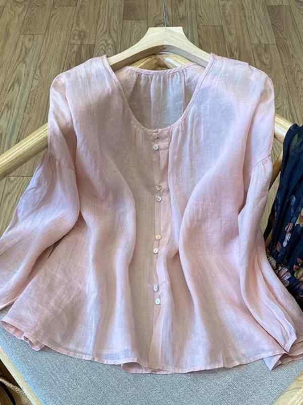 秋服 レディース ファッション オシャレ カワイイ シンプル 大人カワイイ 大きいサイズ ピンク ラミー 長袖 日焼け防止 シャツ 秋 クー..