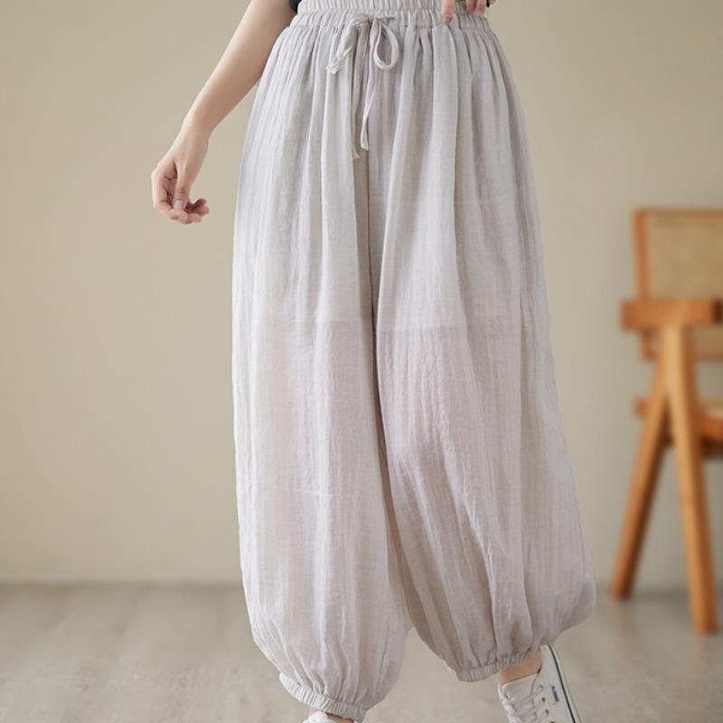 秋服 レディース ファッション オシャレ カワイイ シンプル 大人カワイイ 大きいサイズ 二層 綿 リネン 秋 軽 カジュアル ズボン