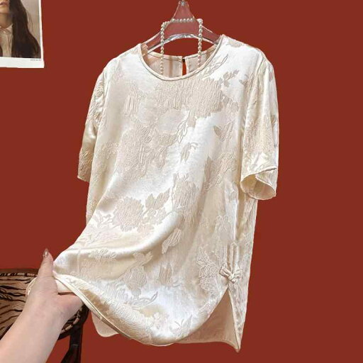 秋服 レディース ファッション オシャレ カワイイ シンプル 大人カワイイ 大きいサイズ クレープ 半袖 シャツ 秋 ラウンドネック ジャカード スリット トップス 秋服 レディース ファッション オシャレ カワイイ シンプル 大人カワイイ 大きいサイズ クレープ 半袖 シャツ 秋 ラウンドネック ジャカード スリット トップス