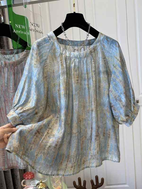 秋服 レディース ファッション オシャレ カワイイ シンプル 大人カワイイ 大きいサイズ シフォン 半袖 シャツ シック 七分袖 フレンチ トップス