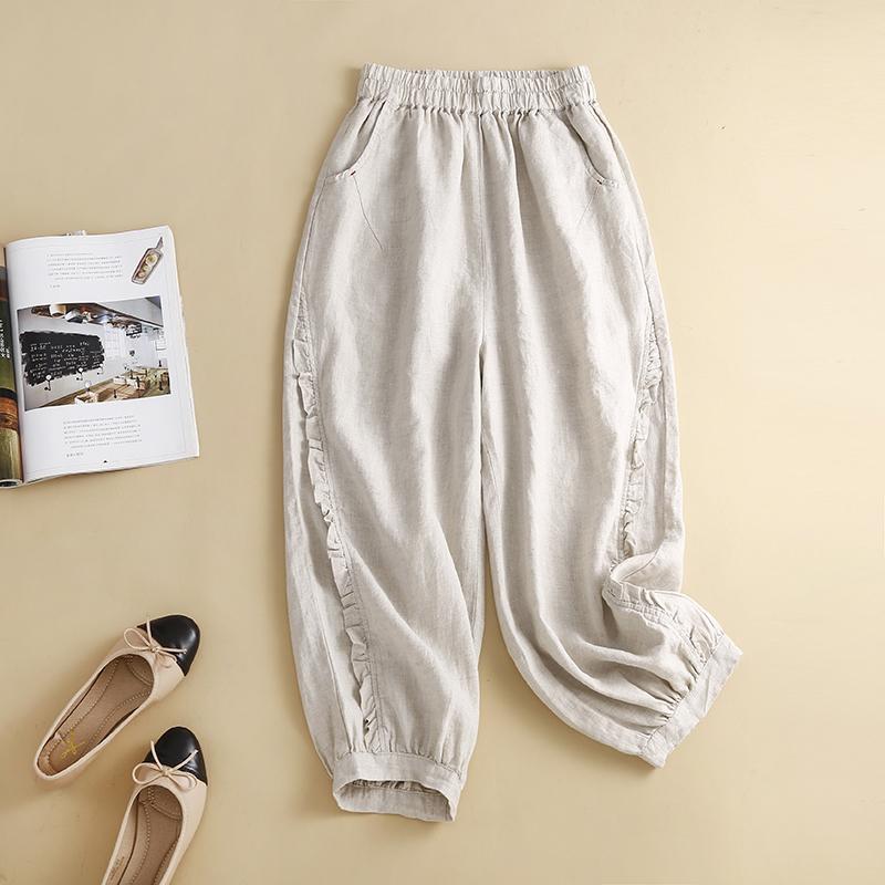 秋服 レディース ファッション オシャレ カワイイ シンプル 大人カワイイ 大きいサイズ 単品 エッジ 綿 リネン ストレッチ スリム パンツ カジュアル 九分丈
