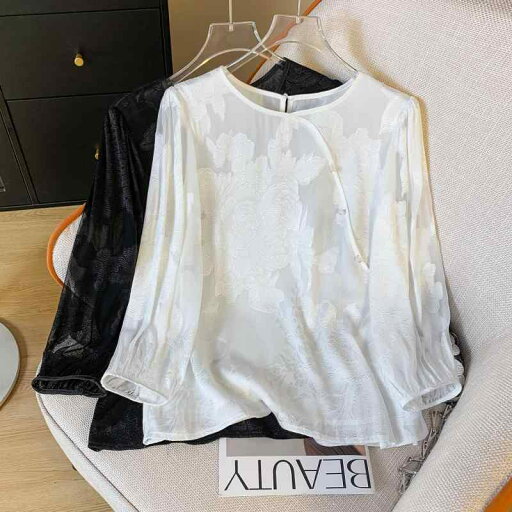 秋服 レディース ファッション オシャレ カワイイ シンプル 大人カワイイ 大きいサイズ ダーク ジャカード ラウンドネック ボタン アップ シャツ 秋 ハイエンド メッシュ T トップス 秋服 レディース ファッション オシャレ カワイイ シンプル 大人カワイイ 大きいサイズ ダーク ジャカード ラウンドネック ボタン アップ シャツ 秋 ハイエンド メッシュ T トップス