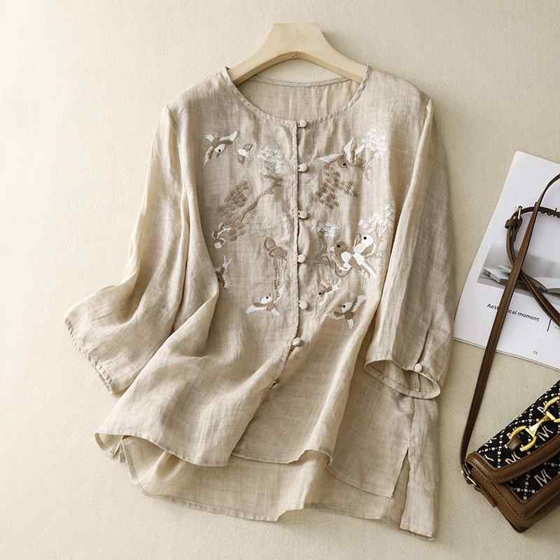 Rakuten - 秋服 レディース ファッション オシャレ カワイイ シンプル 大人カワイイ 大きいサイズ フラッシュ レトロ ラミー 半袖 シャツ 秋 シック リネン シャツ トップス