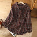 秋服 レディース ファッション オシャレ カワイイ シンプル 大人カワイイ 大きいサイズ レトロ カジュアル チェック柄 シャツ ジャケット 秋 ミドル丈 ウエスタン フード付き トップス