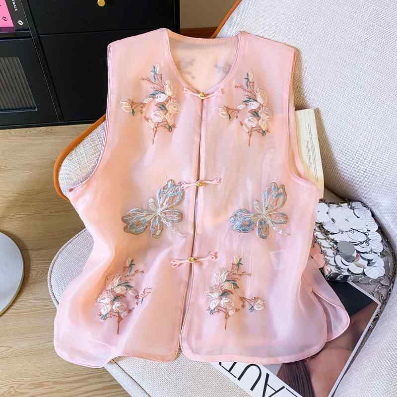 秋服 レディース ファッション オシャレ カワイイ シンプル 大人カワイイ 大きいサイズ 蝶 ピンク ベスト 秋 ビーズ プレート バックル トップス 薄手...