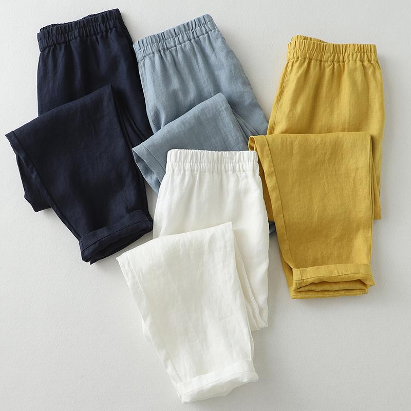 Nylon, Rayon, Polyester - 秋服 レディース ファッション オシャレ カワイイ シンプル 大人カワイイ 大きいサイズ 綿 リネン パンツ 秋 ゆったり 薄手 カジュアル 九分丈