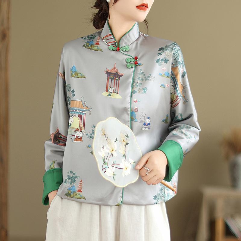 Autumn fashion for women: Stylish, cute, simple, mature, plus sizes available. Satin jacquard shirts, autumn suits, hanbok, stand-collar tops, jackets.