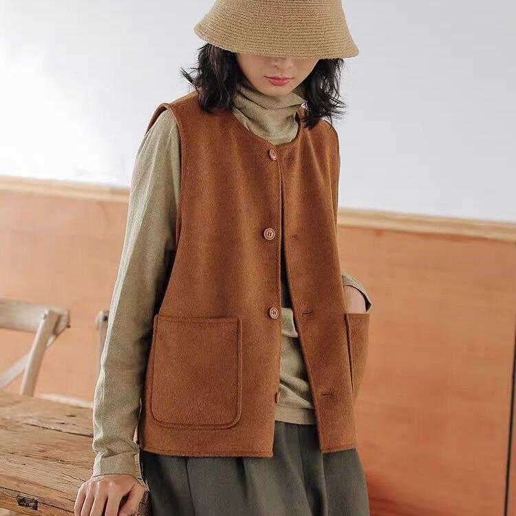 秋服 レディース ファッション オシャレ カワイイ シンプル 大人カワイイ 大きいサイズ 秋 レトロ ウール ベスト ジャケット スーツ
