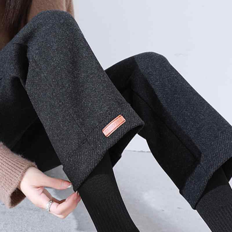 秋服 レディース ファッション オシャレ カワイイ シンプル 大人カワイイ 大きいサイズ ウール パンツ 春秋冬 ハイウエスト ドレープ ストレート カジュアル 九分丈