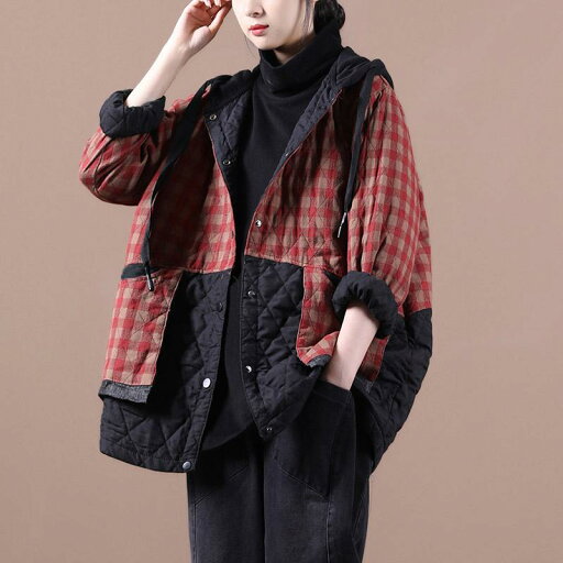 秋服 レディース ファッション オシャレ カワイイ シンプル 大人カワイイ 大きいサイズ 単品 チェック柄 コットン コート 冬 キルティング 厚手 ゆったり フード付き 秋服 レディース ファッション オシャレ カワイイ シンプル 大人カワイイ 大きいサイズ 単品 チェック柄 コットン コート 冬 キルティング 厚手 ゆったり フード付き