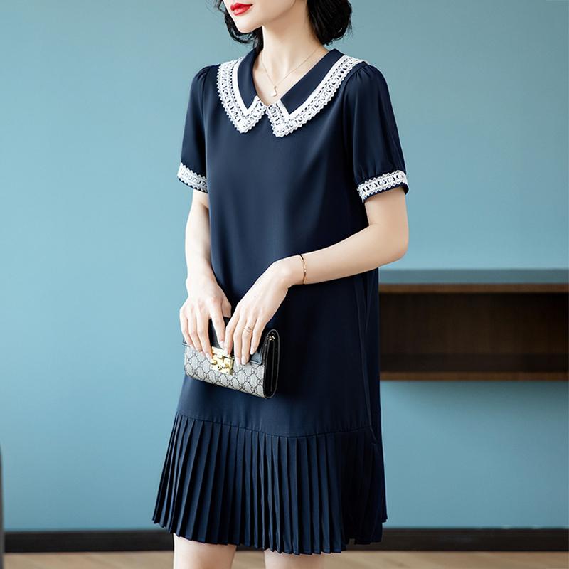 秋服 レディース ファッション オシャレ カワイイ シンプル 大人カワイイ 大きいサイズ ドレス 秋 サマー 半袖 ベビー ネック シック ミディ