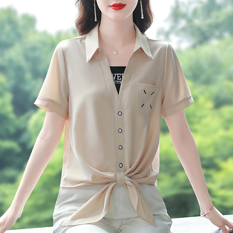 秋服 レディース ファッション オシャレ カワイイ シンプル 大人カワイイ 大きいサイズ シフォン シャツ 秋 フェイク ツーピース トップス シャツ 半袖