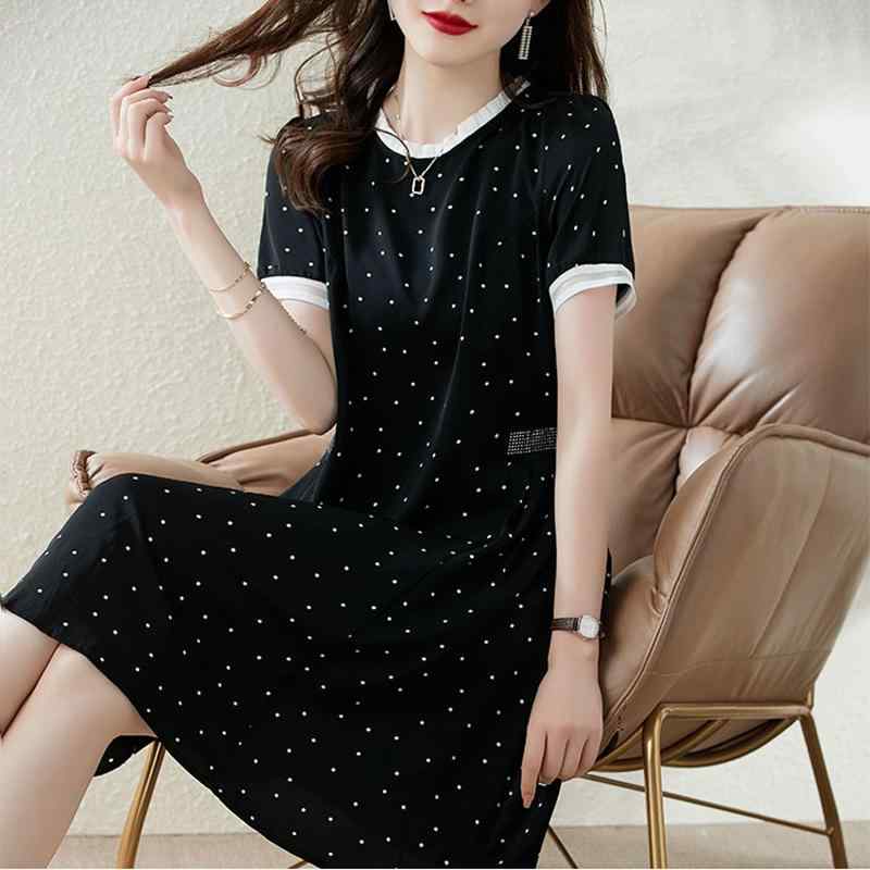 秋服 レディース ファッション オシャレ カワイイ シンプル 大人カワイイ 大きいサイズ 黒 ドレス 秋 半袖 ミドル丈 スカート