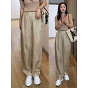 秋服 レディース ファッション オシャレ カワイイ シンプル 大人カワイイ 大きいサイズ 綿 リネン ワイド レッグ パンツ 秋 ハイウエスト ドレープ カジュアル ストレート