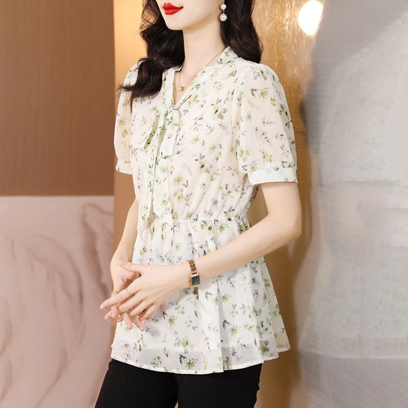 秋服 レディース ファッション オシャレ カワイイ シンプル 大人カワイイ 大きいサイズ シフォン シャツ 春秋秋 シャツ 半袖 トップス