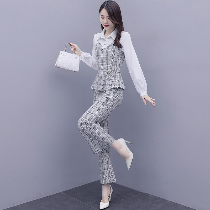 Other - 秋服 レディース ファッション オシャレ カワイイ シンプル 大人カワイイ 大きいサイズ スーツ 服装 西洋風 パンツ セット
