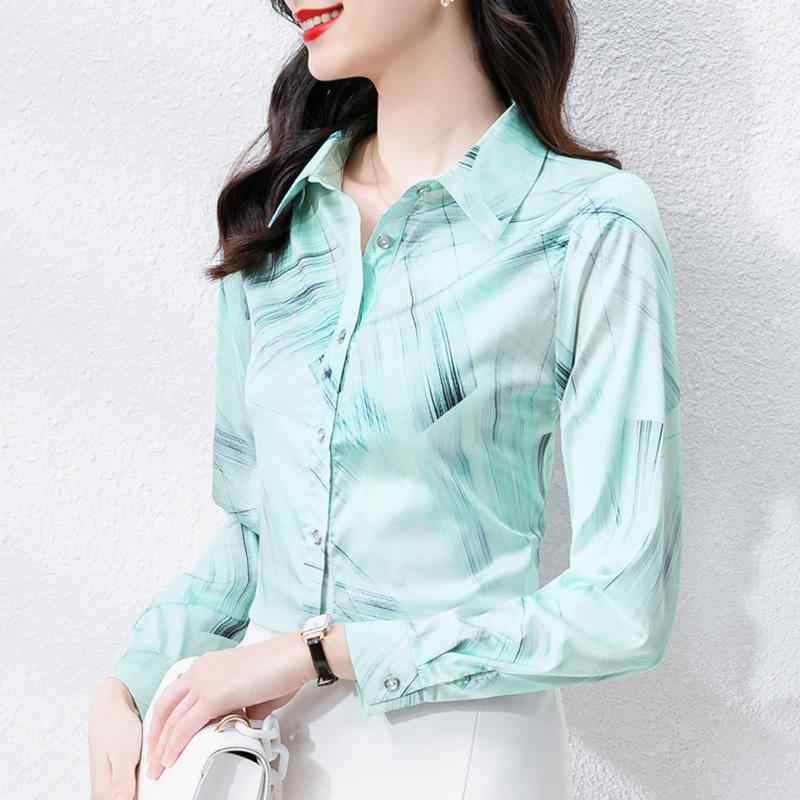 秋服 レディース ファッション オシャレ カワイイ シンプル 大人カワイイ 大きいサイズ サテン シャツ 長袖 トップス ハイエンド シャツ