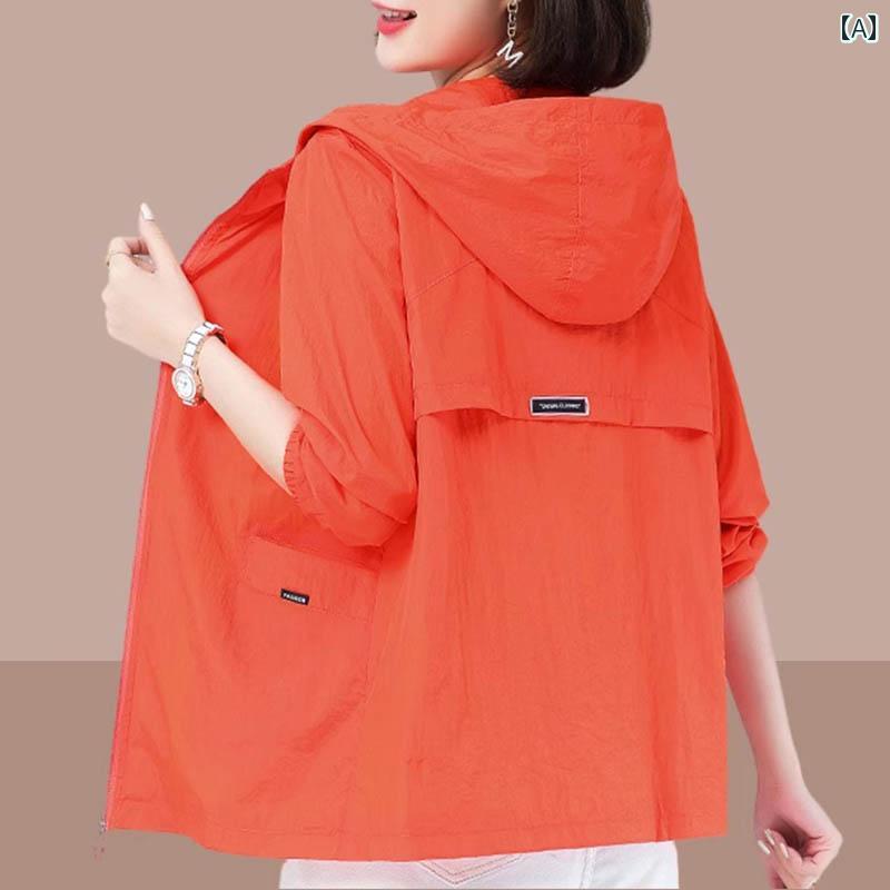 リコットの秋服 レディース ファッション オシャレ カワイイ シンプル 大人カワイイ 大きいサイズ フード付き 日焼け防止 服 秋 UV 保護 ウインドブレーカー 薄手 コート トップス｜アングル2