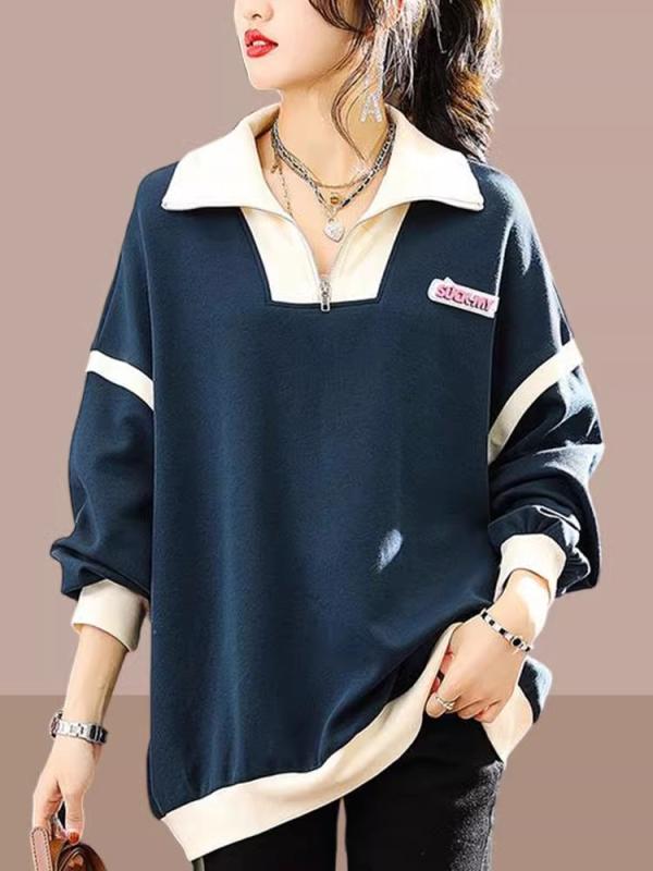 秋服 レディース ファッション オシャレ カワイイ シンプル 大人カワイイ 大きいサイズ ミドル丈 スウェット シャツ ポロ シャツ カバー トップス