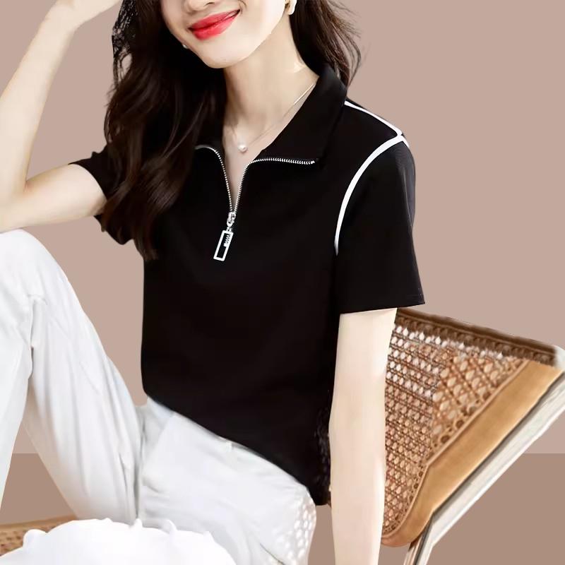 秋服 レディース ファッション オシャレ カワイイ シンプル 大人カワイイ 大きいサイズ 半袖 T シャツ ポロ シャツ スリムフィット トップス
