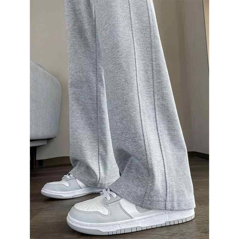 秋服 レディース ファッション オシャレ カワイイ シンプル 大人カワイイ 大きいサイズ バナナ パンツ アメリカン スポーツ 秋 薄手 グレー ワイド レッグ