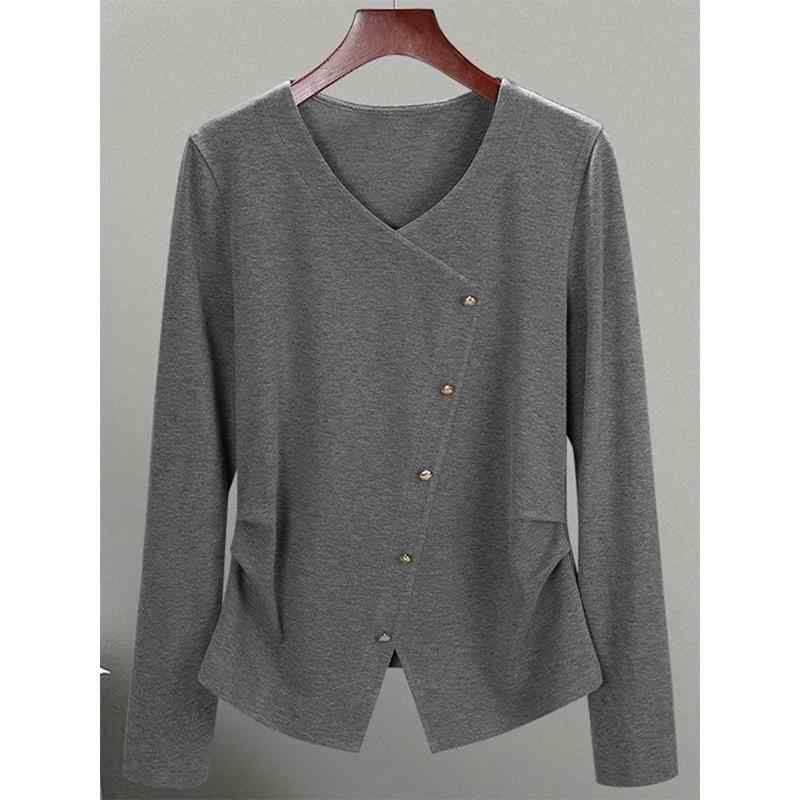 秋服 レディース ファッション オシャレ カワイイ シンプル 大人カワイイ 大きいサイズ 秋 Vネックカーディガン T シャツ 長袖 トップス スリム