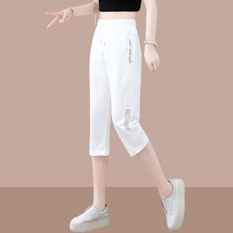 乐天商城 - 秋服 レディース ファッション オシャレ カワイイ シンプル 大人カワイイ 大きいサイズ 速乾 パンツ 秋 ゆったり スリム ライト スポーツ カジュアル クロップドパンツ