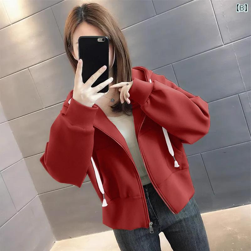 秋服 レディース ファッション オシャレ カワイイ シンプル 大人カワイイ 大きいサイズ フード付き トレーナー ジャケット 長袖 カーディガン トップス