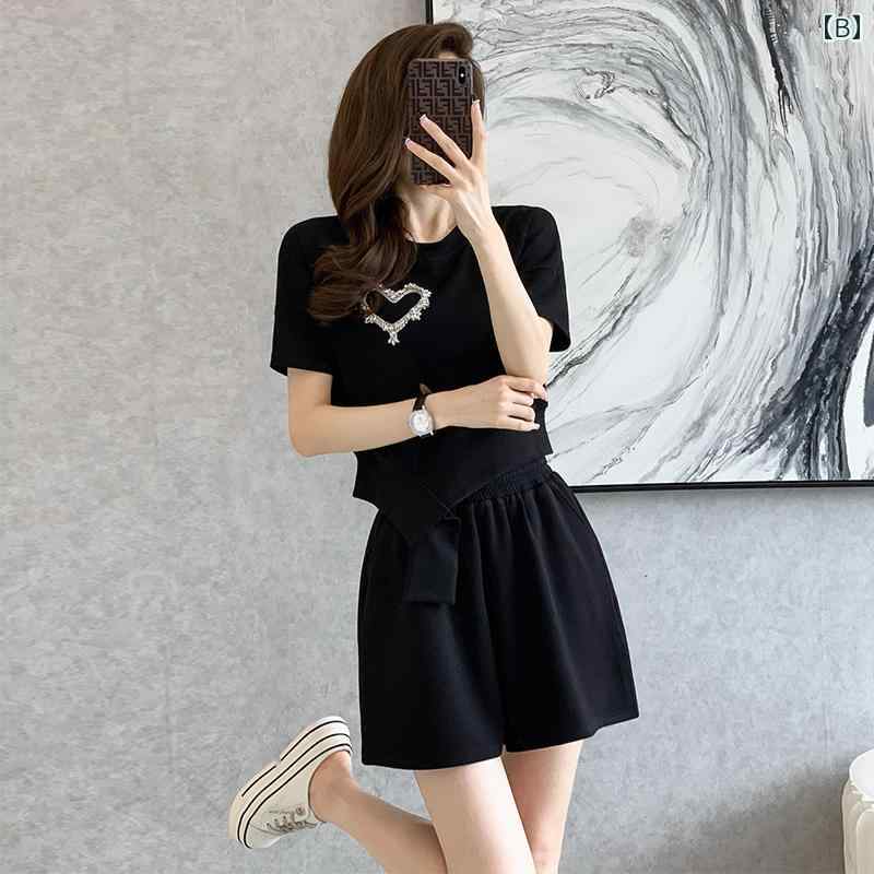 秋服 レディース ファッション オシャレ カワイイ シンプル 大人カワイイ 大きいサイズ カジュアル スポーツウェア スーツ 秋 半袖 パンツ セット