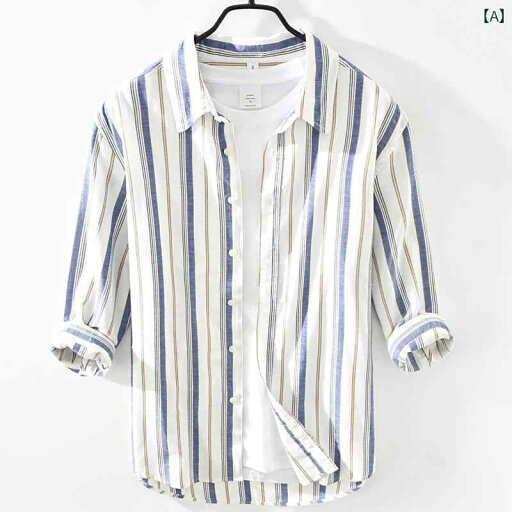 秋冬 メンズ 服 シンプル ファッション オシャレ 大人 かっこいい 大きいサイズ ストリート 紳士服 七分袖 綿 リネンシャツ 襟 ストライプ T シャツ 襟 リネン T シャツ トップス 秋冬 メンズ 服 シンプル ファッション オシャレ 大人 かっこいい 大きいサイズ ストリート 紳士服 七分袖 綿 リネンシャツ 襟 ストライプ T シャツ 襟 リネン T シャツ トップス