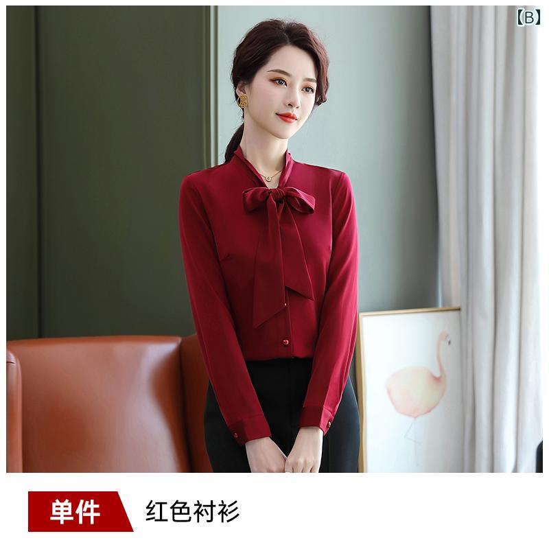 リコットの秋服 レディース ファッション オシャレ カワイイ シンプル 大人カワイイ 大きいサイズ 白 長袖 シャツ トップス リボン｜アングル3