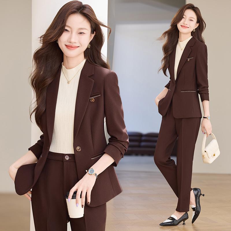 秋服 レディース ファッション オシャレ カワイイ シンプル 大人カワイイ 大きいサイズ ハイエンド スーツ スタイル 秋服 2 フォーマル 通勤 ウェア