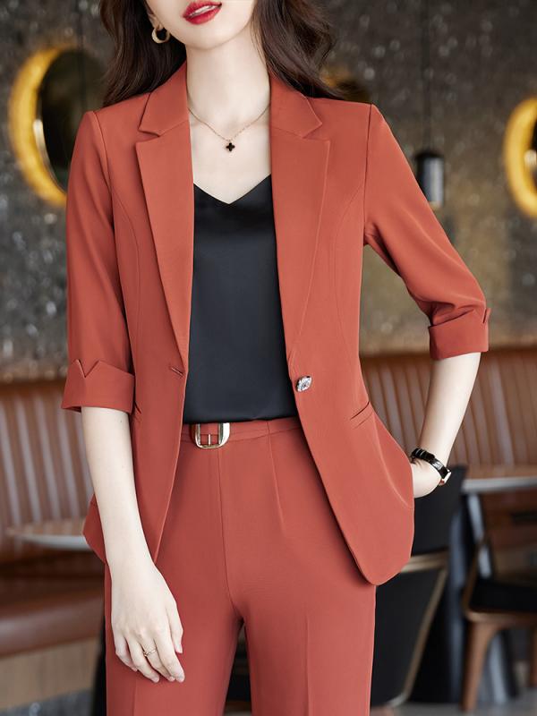 カジュアル エコ レザー 秋 ハイエンド 薄手 七分袖 スーツ スタイル