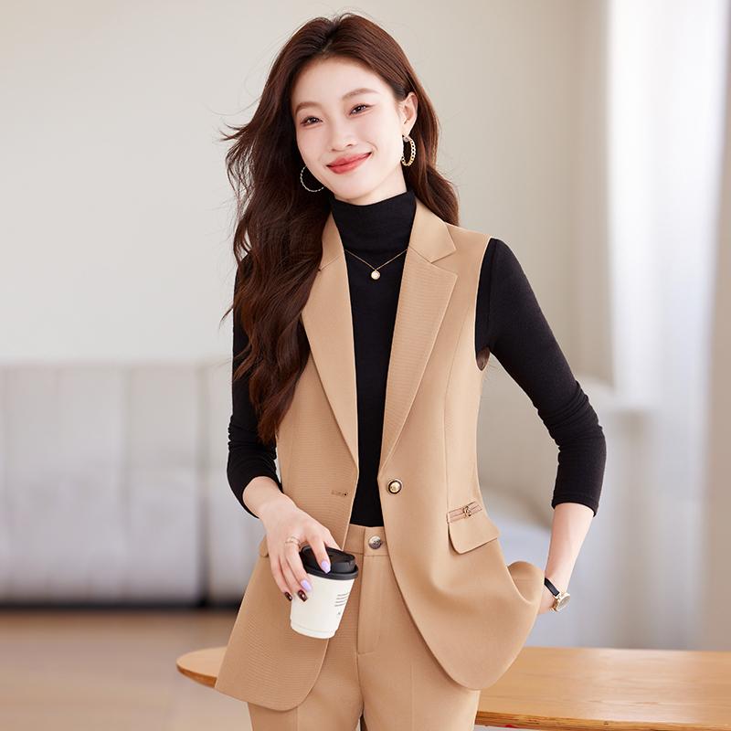 Dresses - 秋服 レディース ファッション オシャレ カワイイ シンプル 大人カワイイ 大きいサイズ ジャケット 単品 ノースリーブ スーツ スタイル ベスト ジャケット ハイエンド チョッキ