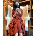 秋服 レディース ファッション オシャレ カワイイ シンプル 大人カワイイ 大きいサイズ 秋冬 スカート コート ボトム ドレス キャラメル カラー 長袖 ニッ...
