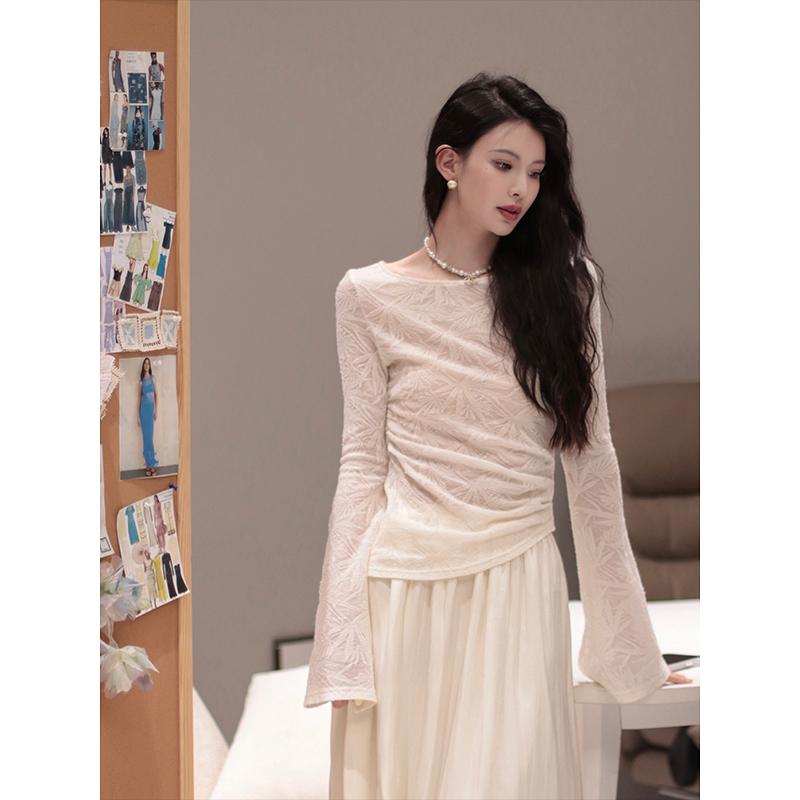 秋服 レディース ファッション オシャレ カワイイ シンプル 大人カワイイ 大きいサイズ 長袖 シャツ スリム トップス 秋 スタイル