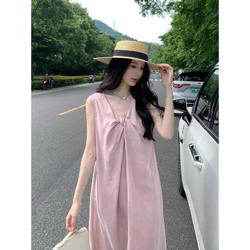 秋服 レディース ファッション オシャレ カワイイ シンプル 大人カワイイ 大きいサイズ カルダモン 秋 ロング スカート ピンク ハイエンド ノースリーブ Vネック ドレス 秋服 レディース ファッション オシャレ カワイイ シンプル 大人カワイイ 大きいサイズ カルダモン 秋 ロング スカート ピンク ハイエンド ノースリーブ Vネック ドレス