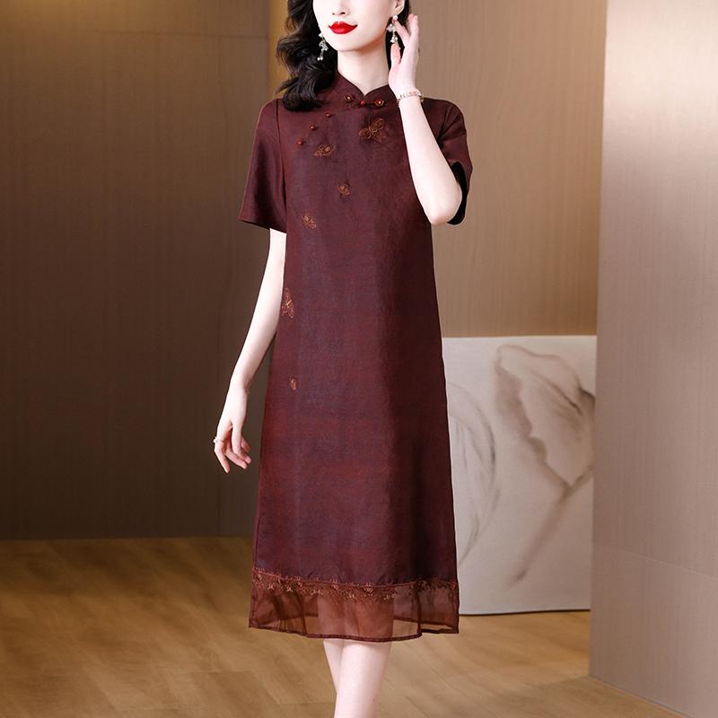 秋服 レディース ファッション オシャレ カワイイ シンプル 大人カワイイ 大きいサイズ チャイナ ドレス 秋 スタイル ワイド スカート