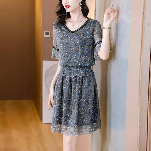 秋服 レディース ファッション オシャレ カワイイ シンプル 大人カワイイ 大きいサイズ 秋 Vネック 半袖 シフォン ドレス 秋 スリム スカート 秋服 レディース ファッション オシャレ カワイイ シンプル 大人カワイイ 大きいサイズ 秋 Vネック 半袖 シフォン ドレス 秋 スリム スカート