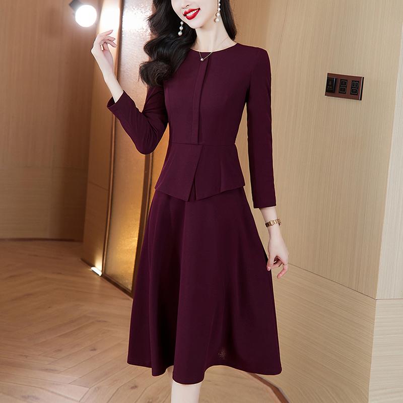 樂天商城 - 秋服 レディース ファッション オシャレ カワイイ シンプル 大人カワイイ 大きいサイズ ハイエンド 長袖 ドレス スタイル 軽 ミドル スカート 秋 ウエスト スカート