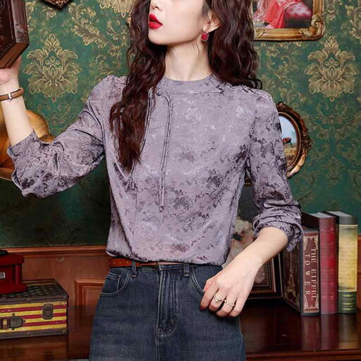 秋服 レディース ファッション オシャレ カワイイ シンプル 大人カワイイ 大きいサイズ ジャカード 長袖 シャツ スタイル シャツ 秋 スタンドカラー トップス 秋服 レディース ファッション オシャレ カワイイ シンプル 大人カワイイ 大きいサイズ ジャカード 長袖 シャツ スタイル シャツ 秋 スタンドカラー トップス