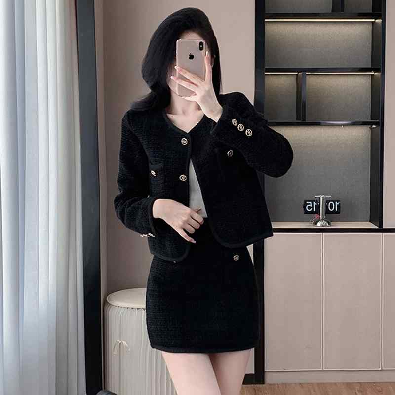 乐天商城 - 秋服 レディース ファッション オシャレ カワイイ シンプル 大人カワイイ 大きいサイズ フレンチ ハイエンド ジャケット スカート 秋